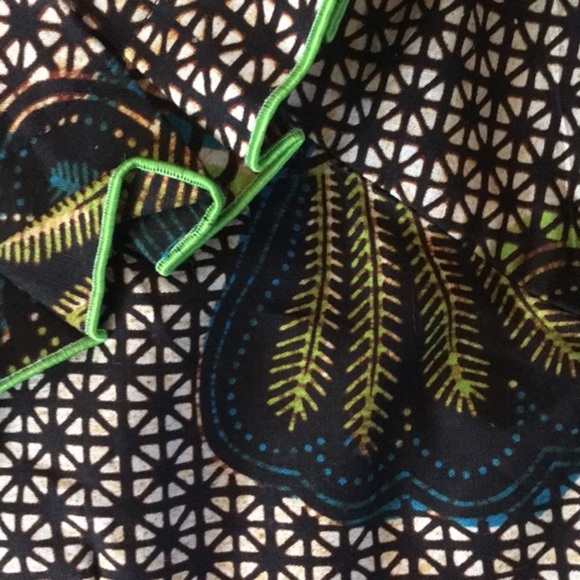 African Wax Print Ruffle Neck Short Sleeve Structured Handmade Blouse - Picture 9 of 9